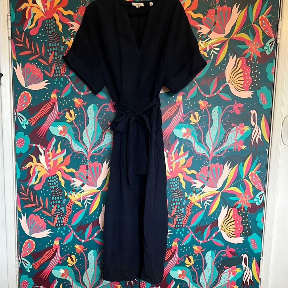Vince Navy Blue V-Neck Dolman Sleeve Dress